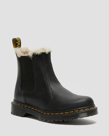 Dr Martens 2976 Faux Fur Forede Ankelstøvler Dame Sort | DK 24GSO